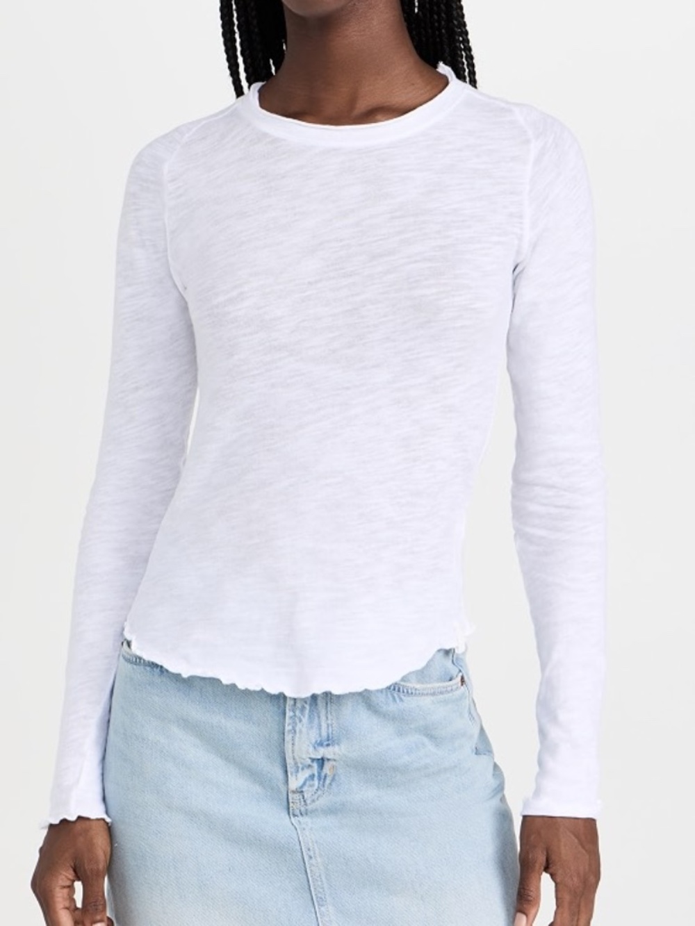 Free People Be My Baby Long Sleeve Tee in White - Size Small